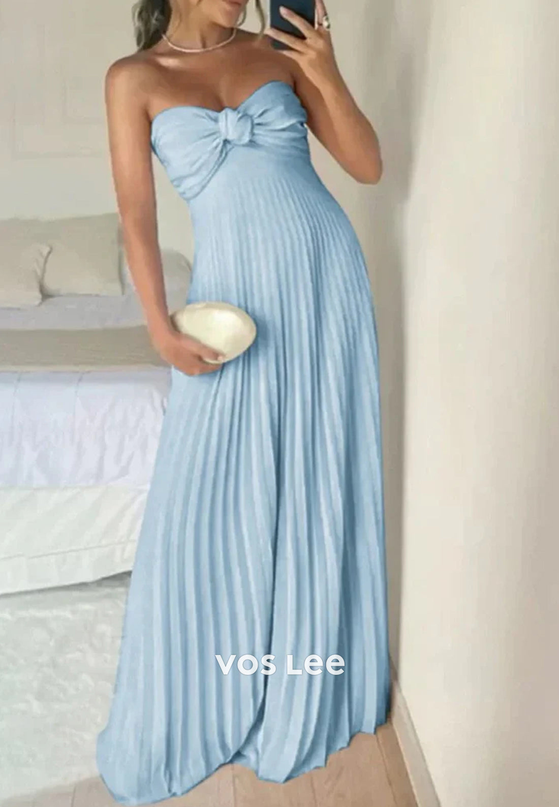 Sexy & Hot A-Line Strapless Ruched Sweetheart Pleated Floor-Length Prom Dresses