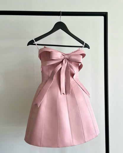 Cute Sheath Sweetheart Pink Short Homecoming Dress with Bowknot