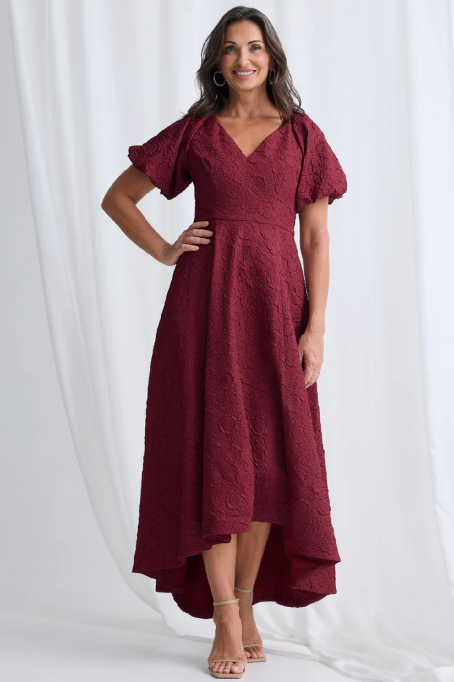 A-line V-Neck line Short Sleeves Maxi Dress