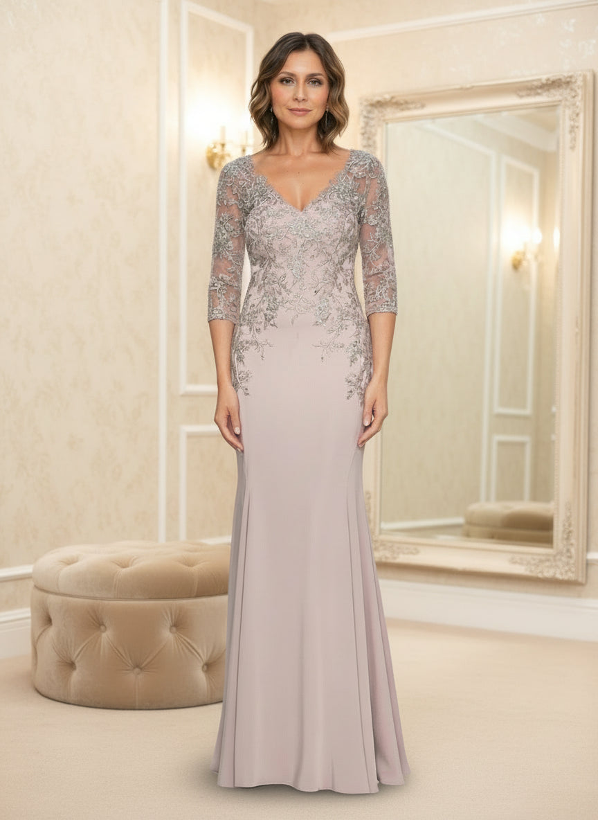 Sheath/Column V-Neck Dusk Mother Of The Bride Dress