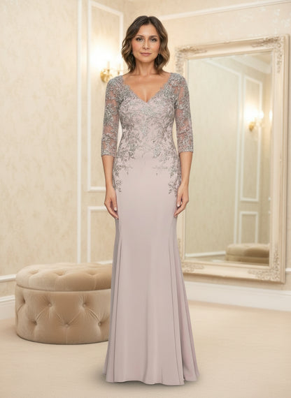 Sheath/Column V-Neck Dusk Mother Of The Bride Dress