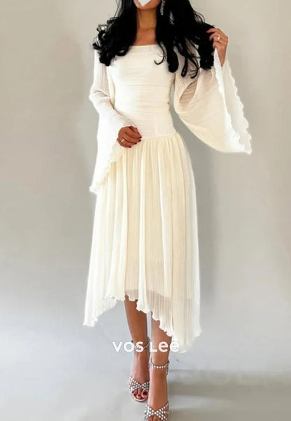 Simple & Casual A-Line Bell Sleeves  Knee-Length Evening Dresses Formal Dresses