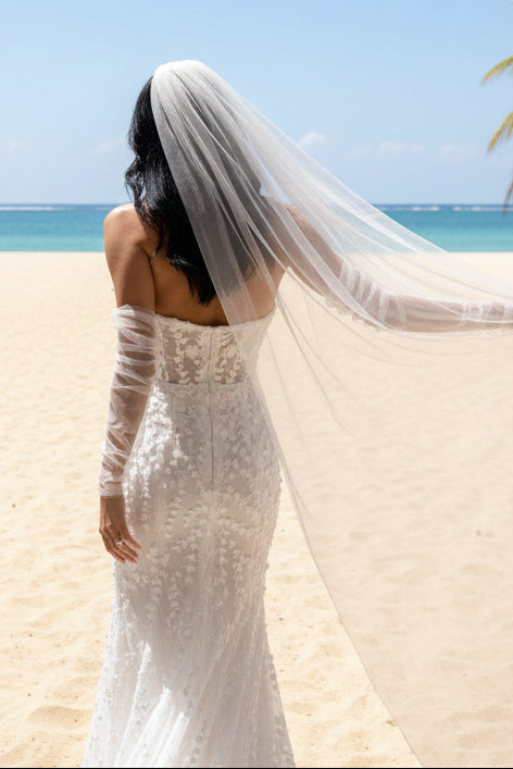 Sweetheart Neck 3D Floral Lace Mermaid Wedding Dress with Chapel Train