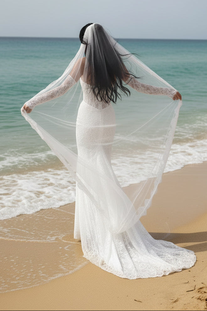 Strapless Sweetheart Lace Corset Mermaid Wedding Dress with Detachable Lace Sleeves