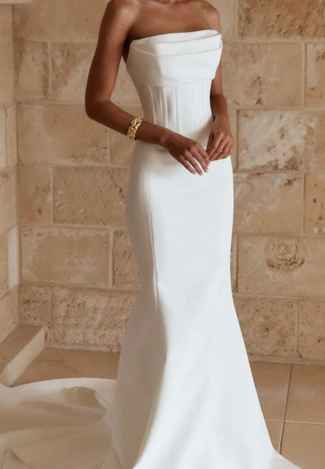 Minimalist Strapless Satin Bridal Gown | Fit-and-Flare Wedding Dress for Modern Brides