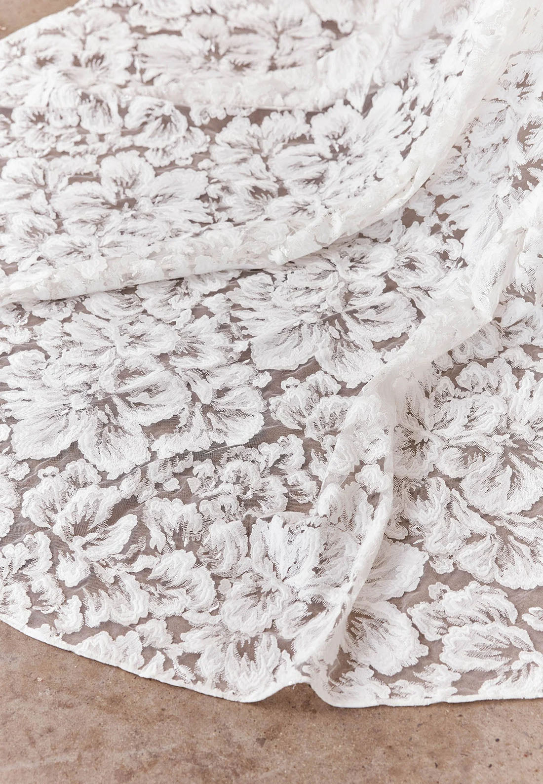 Elegant Strapless Fit-and-Flare Bridal Gown | 3D Floral Lace Wedding Dress