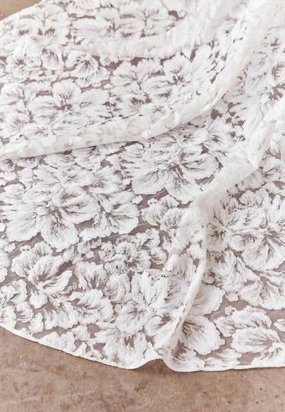 Elegant Strapless Fit-and-Flare Bridal Gown | 3D Floral Lace Wedding Dress