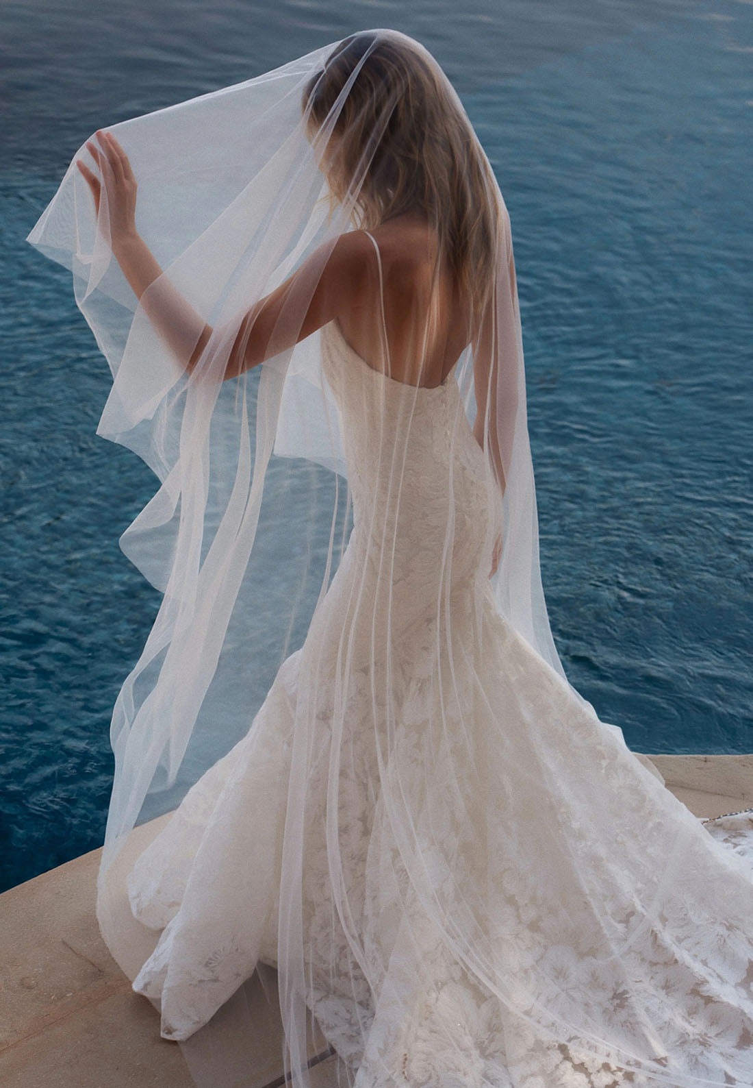 Elegant Strapless Fit-and-Flare Bridal Gown | 3D Floral Lace Wedding Dress