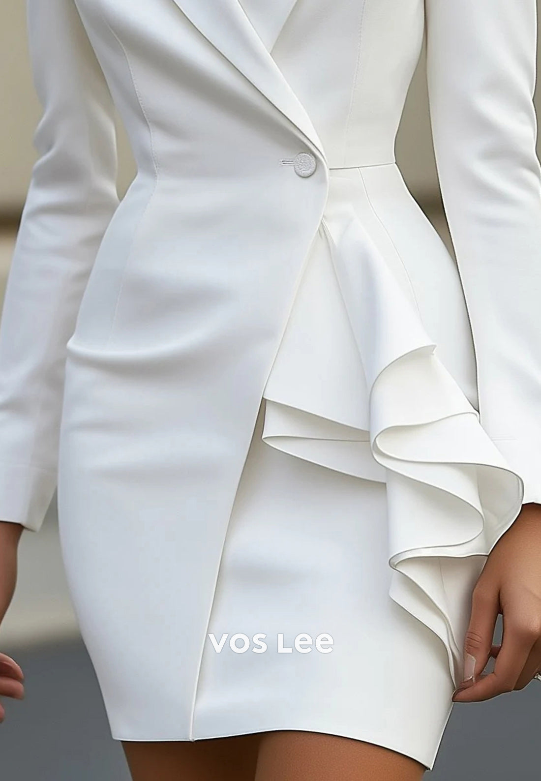 Mini & Short Long Sleeve V Neck Ruched Sheath Wedding Guest Dresses Party Dresses