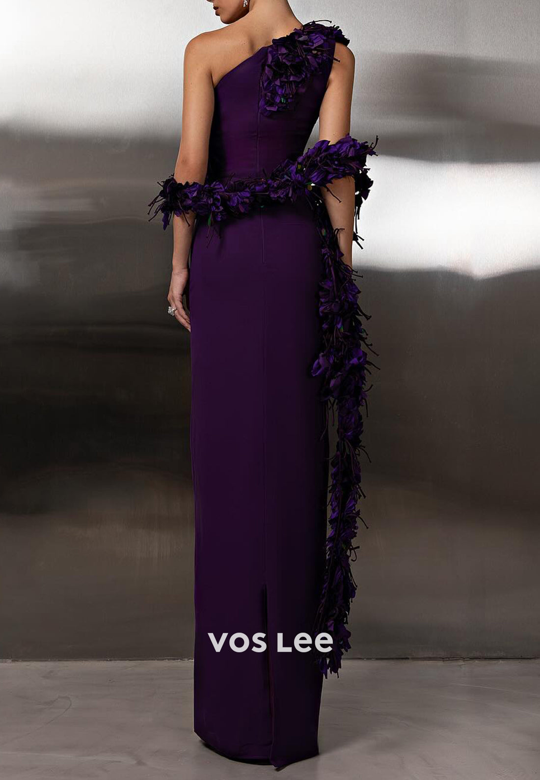 Couture One Shoulder Floral Embellished Mermaid Evening Dresses