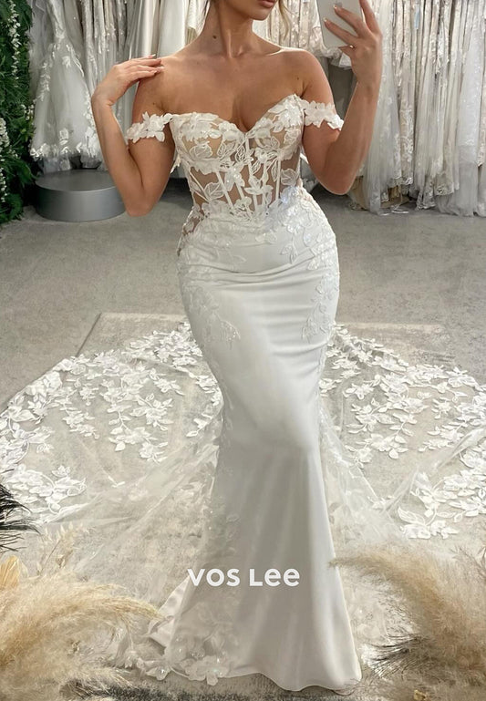 Flowers Spaghetti Straps V Neck Appliques Lace Pleated Beach Wedding Dresses