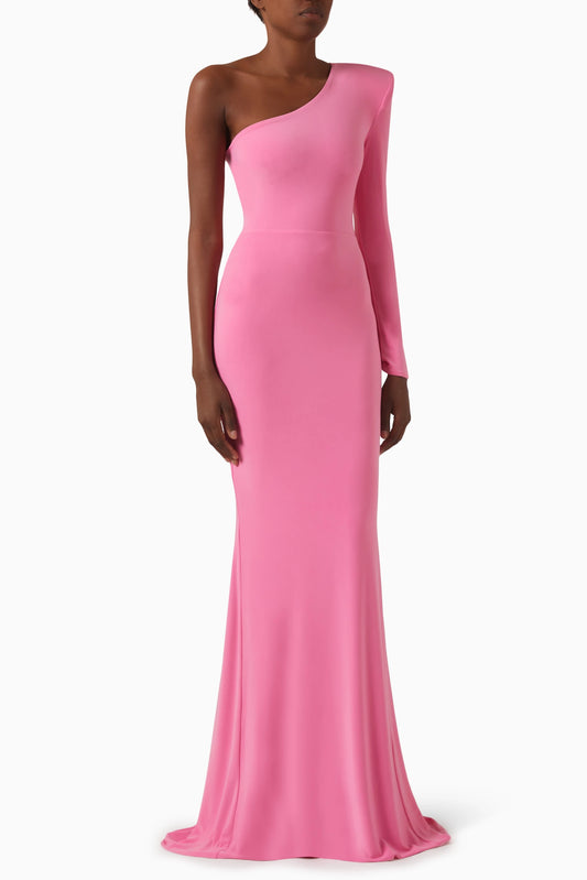 Long Sleeve One Shoulder Floor-Length Mermaid Mother of Bride Dresses