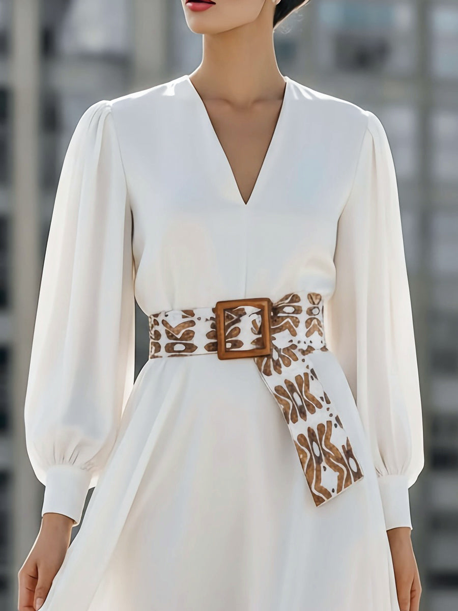 Elegant Maxi Dress With Statement Belt