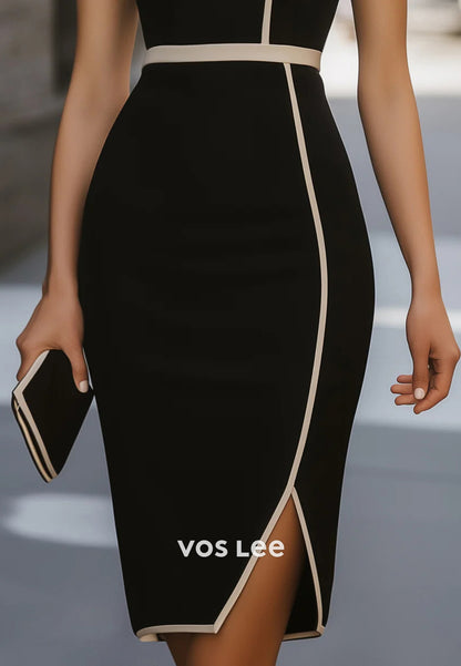 Gorgeous & Charming Scoop Knee-Length Sheath Wedding Guest Dresses with Side Split