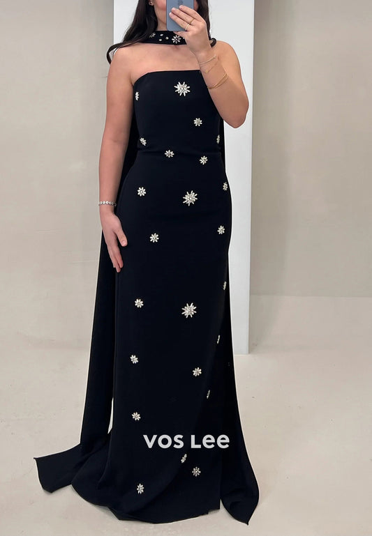 Gorgeous & Charming  Strapless Rhinestone Floor-Length Sheath Evening Dresses