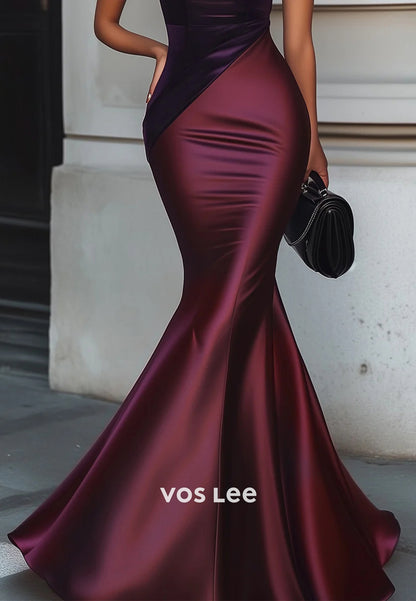 Simple & Classic One Shoulder Mermaid/Trumpet Wedding Guest Dresses with Sweep Train