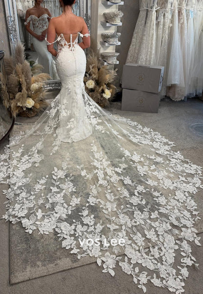 Flowers Spaghetti Straps V Neck Appliques Lace Pleated Beach Wedding Dresses