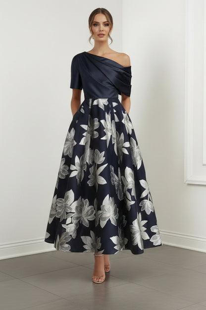 A-Line/Princess One-shoulder Printed Flower Mother of the Bride Dresses