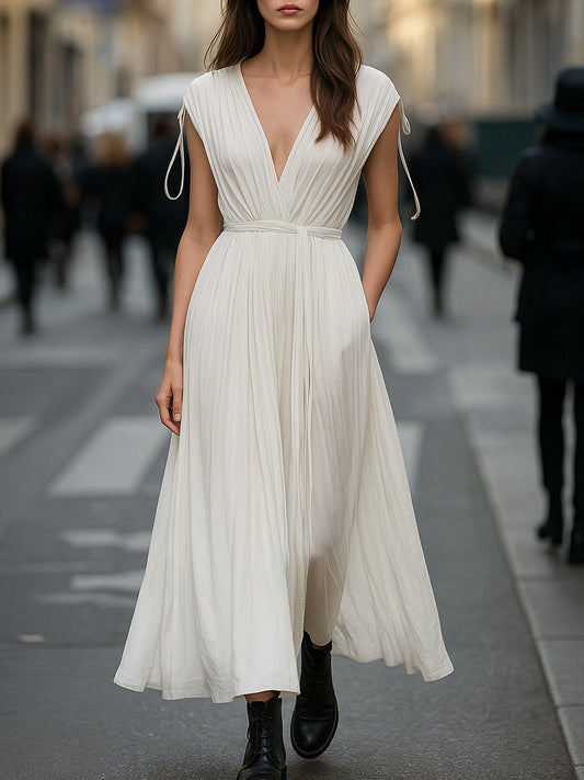 Effortlessly Graceful Pleated Maxi Dress Wedding Guest Dresses