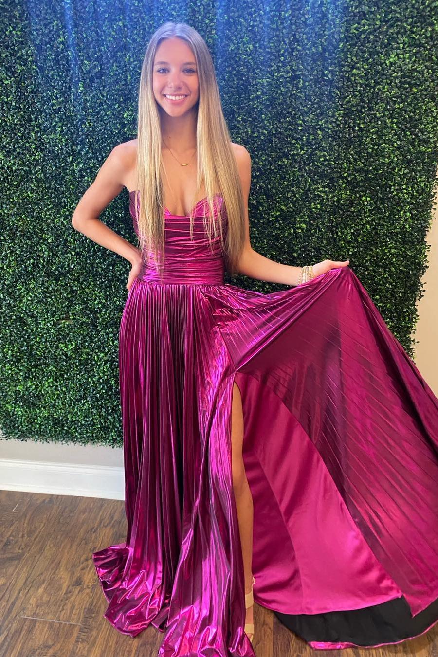 Strapless Gold Ruched A-line Long Formal Dress