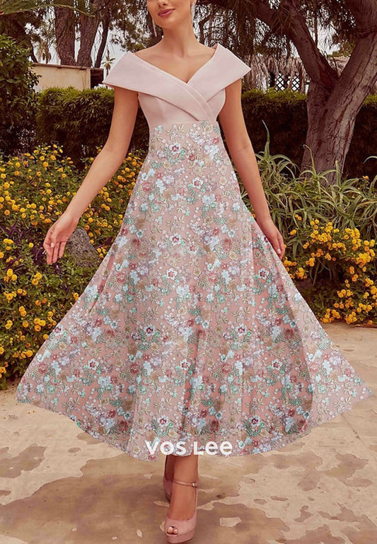 Elegant & Luxurious A-Line Cap Sleeves Appliques Evening Dresses