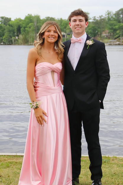 Sweetheart Pink Keyhole A-lin Long Prom Dress