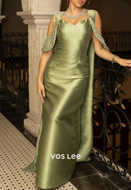 Sweetheart Rhinestone Beaded Embellished Sheath Floor-Length Evening Dresses