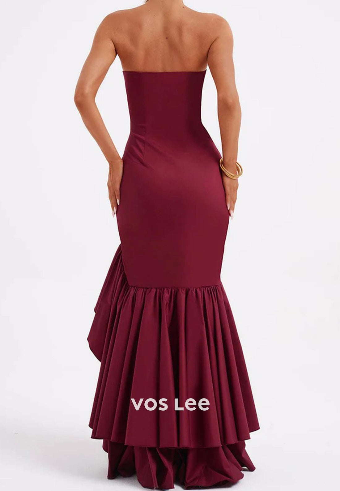 Classic Strapless Pleated Mermaid/Trumpet Floor-Length Evening Dresses with Side Split