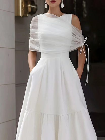 Sleeveless Tiered Maxi Dress With Sheer Mesh Shawl
