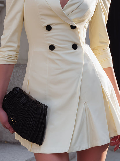 VOS LEE Structured Cream Blazer Mini Dress