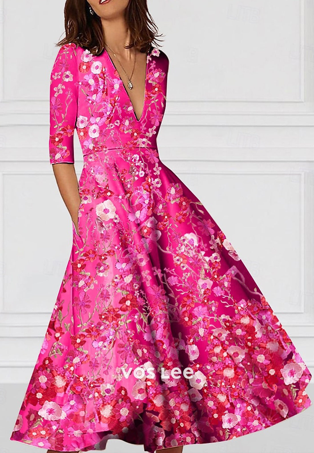 Fully Appliques A-Line Short Sleeve V Neck Appliques Pleated Evening Dresses