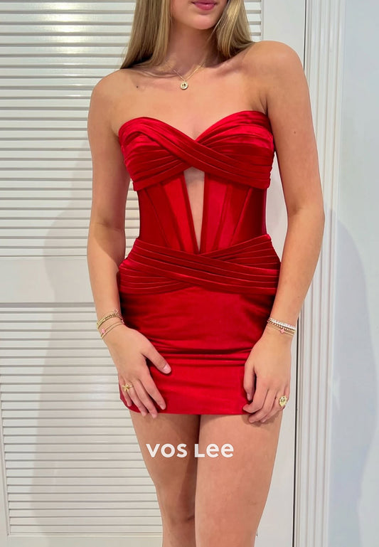 Gorgeous & Charming Strapless Sweetheart Pleated Mermaid Homecoming Dresses