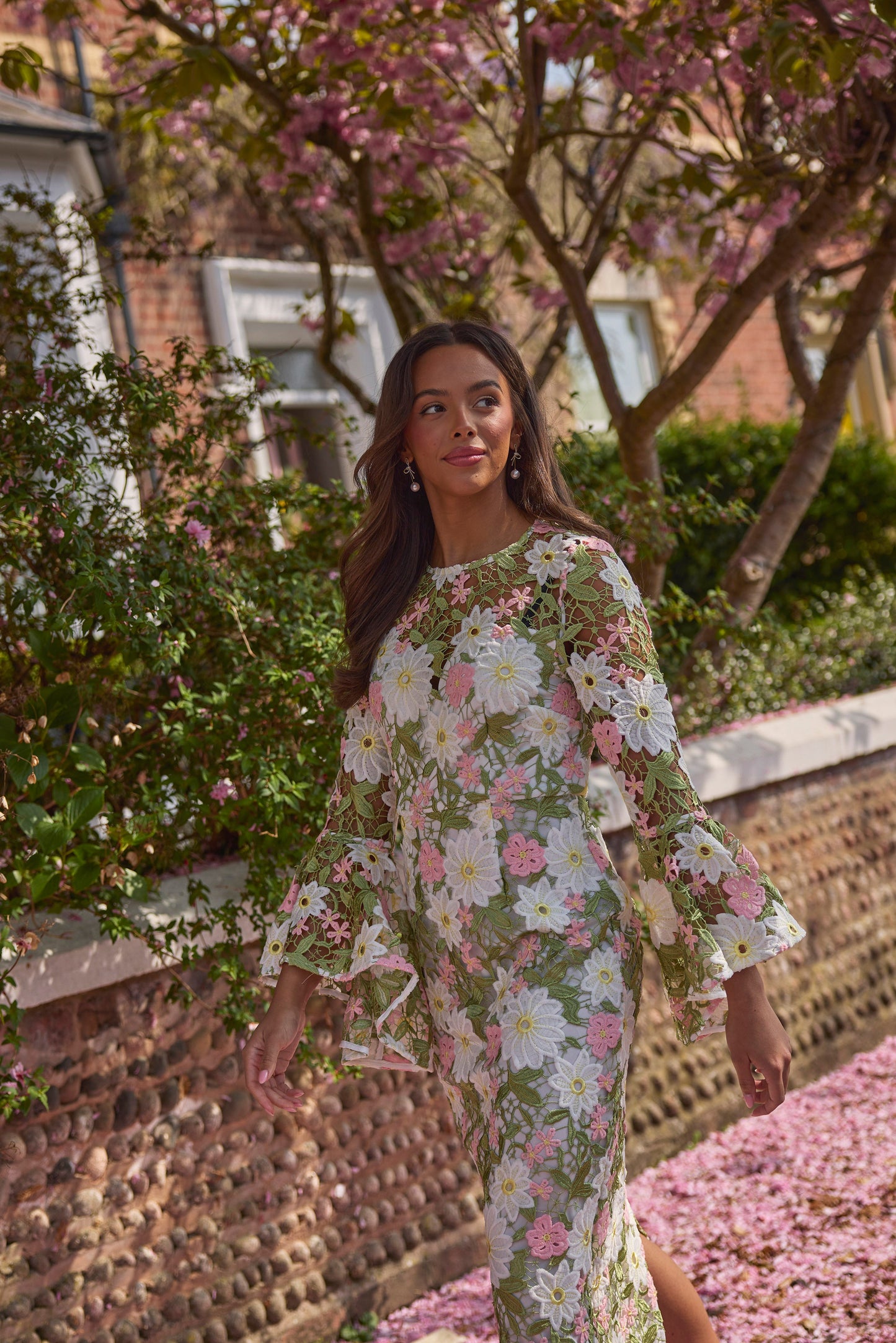 Lace Long Sleeves Scoop Wedding Guest Dress