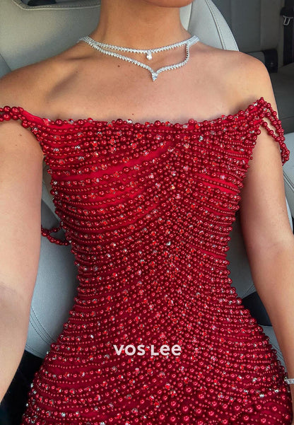 Sexy and Sleek Scoop Beading Floor-Length Mermaid Prom Dresses