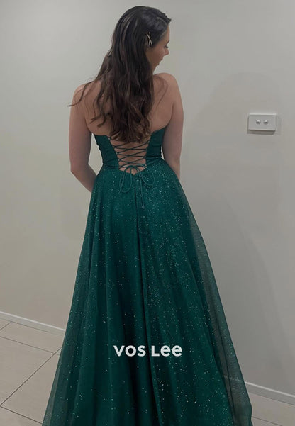 Sexy Green Sleeveless Spaghetti Straps A Line Prom Dress