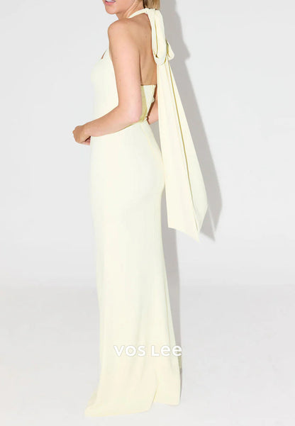 Sexy and Sleek Halter Pleated Floor-Length Mermaid Evening Dresses