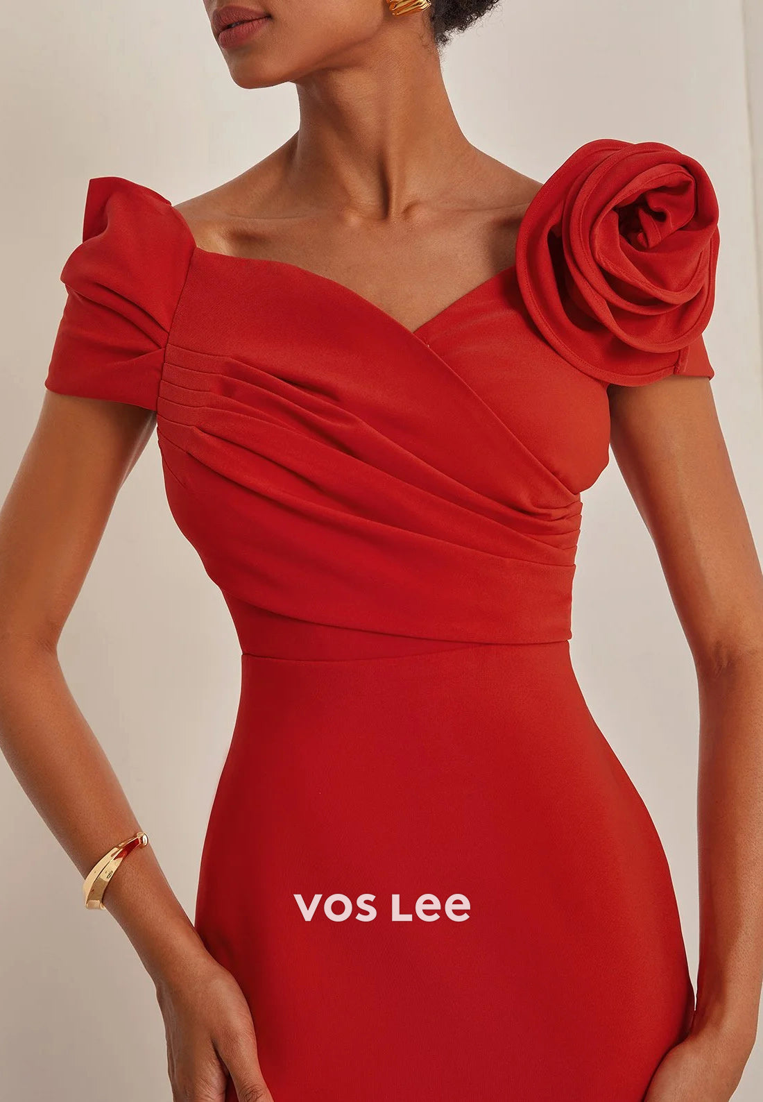High Low Cap Straps Sweetheart Flowers Pleated Mermaid Wedding Guest Dresses