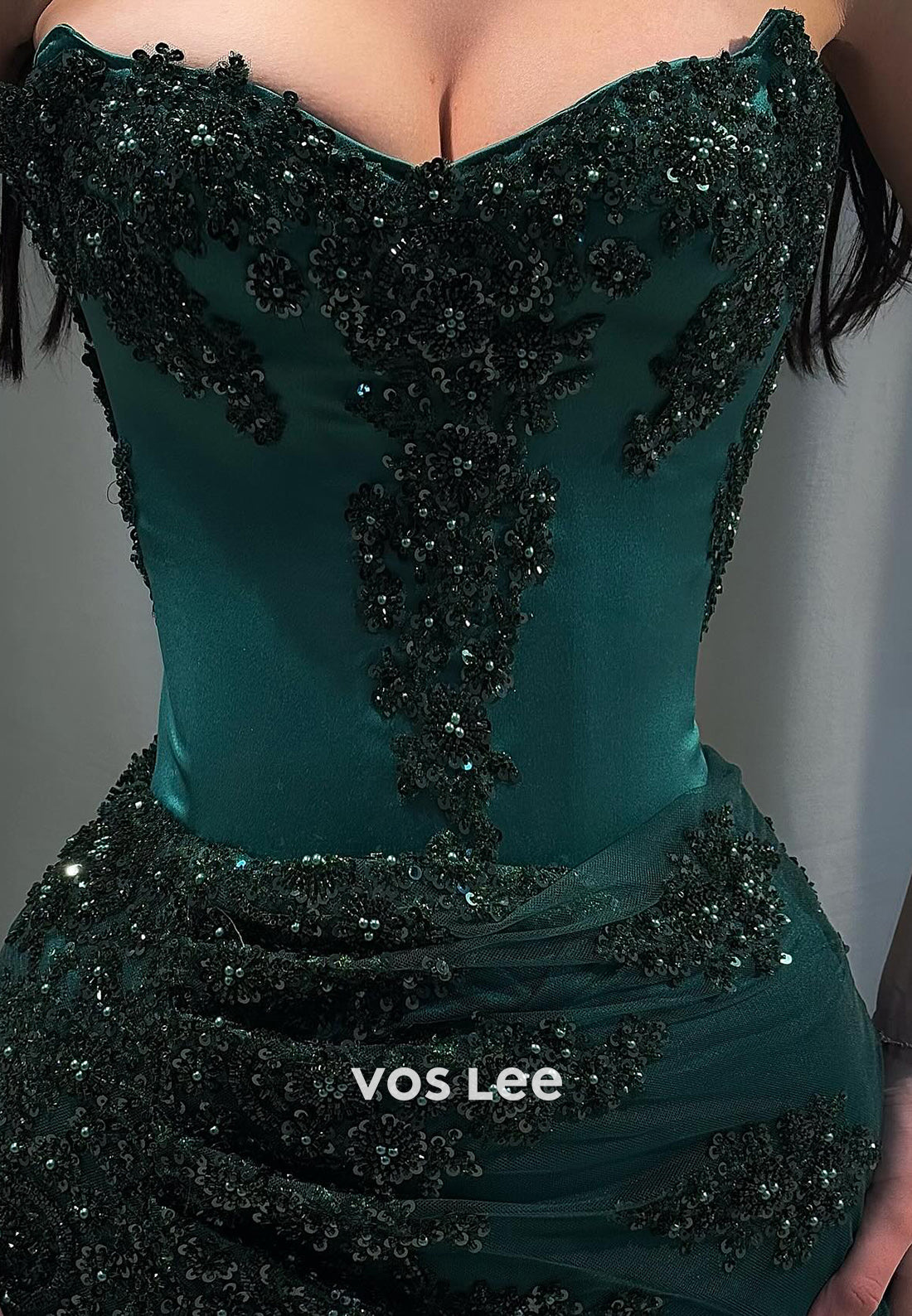 Elegant & Luxurious Strapless Fully Sequined Beaded Pleated Mermaid Evening Dresses