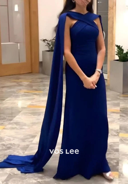 Classic A-Line Criss-Cross Straps Floor-Length Evening Dresses Formal Dresses