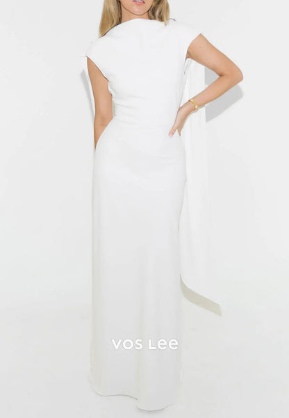 Sexy and Sleek Backless Scoop Floor-Length Pleated Mermaid Evening Dresses