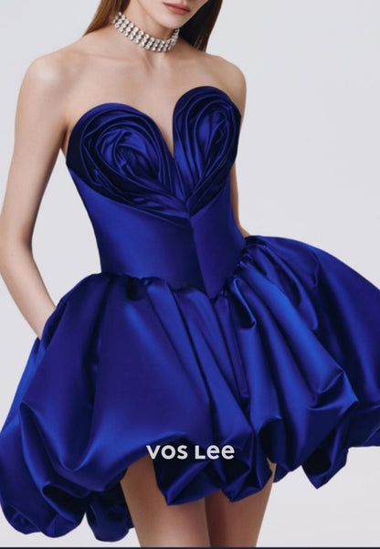 Short & Mini A-Line Sweetheart Pleated Homecoming Dresses with Pocket