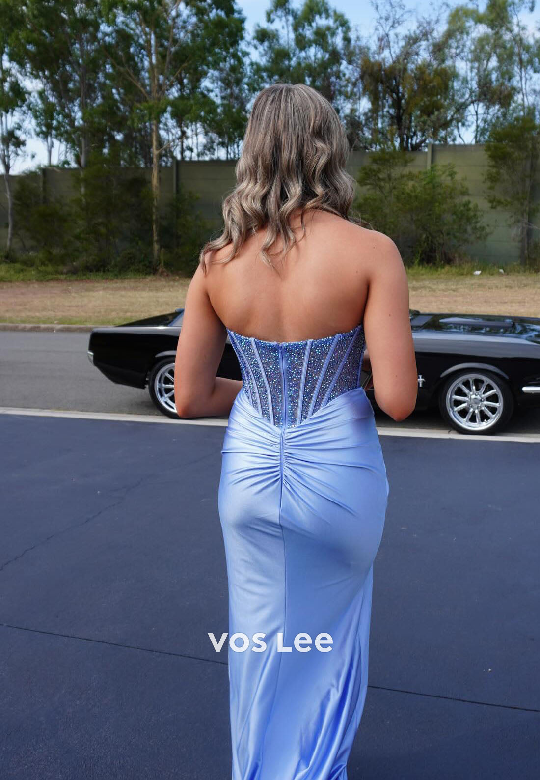 Strapless Sweetheart  Long Prom Dress With High Slit Sequins