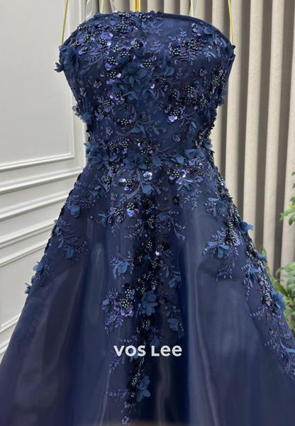 Glamorous & Dramatic Lace Applique Spaghetti Straps Evening Dresses with Train