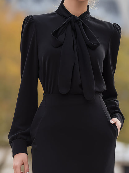 Black Bow-Tie Midi Dress
