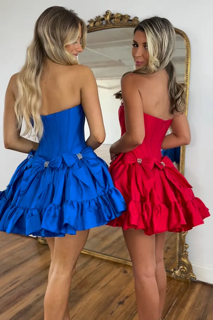 Cute A Line Strapless Hot Pink Short Homecoming Dress with Beading