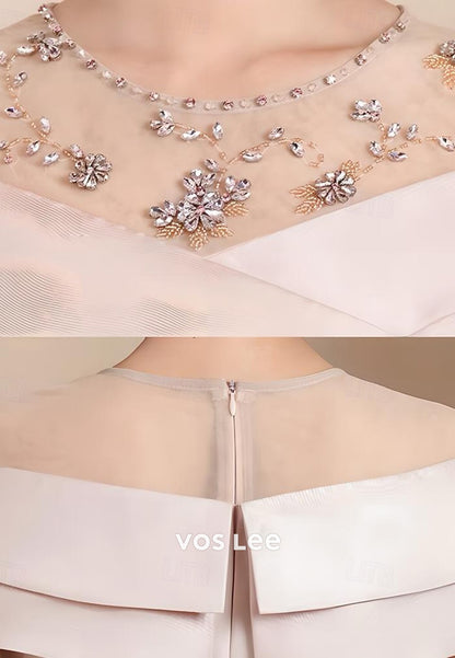 Illusion Neck Rhinestone Embellished Sheath Mother of Bride Dresses