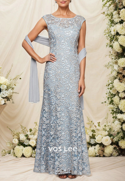 Elegant & Luxurious A-Line Cap Sleeves Scoop Floor-Length Mother of Bride Dresses