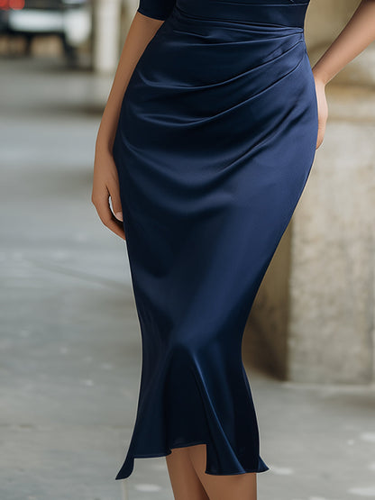 Elegant Midi Dress With Shirt Collar