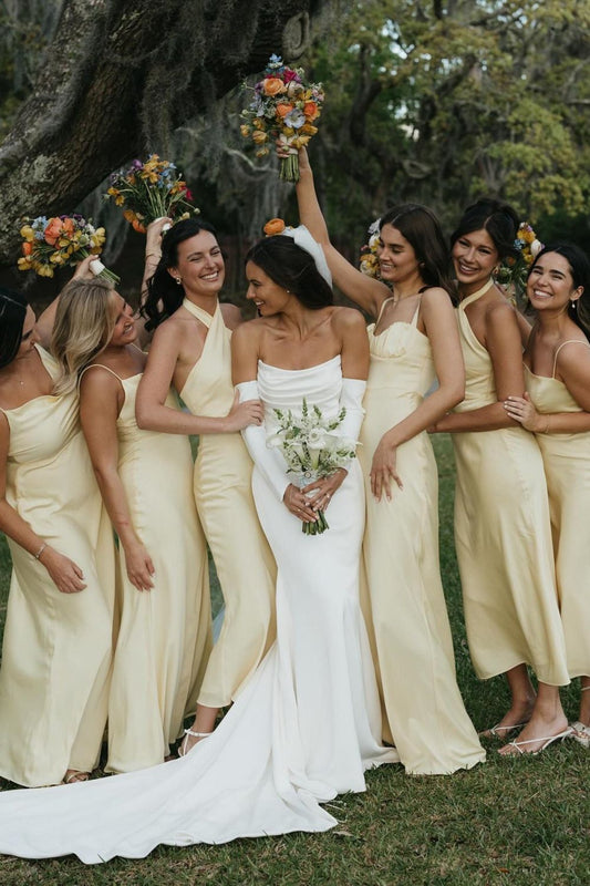 Classic Mermaid Strapless White Wedding Dress with Sweep Train