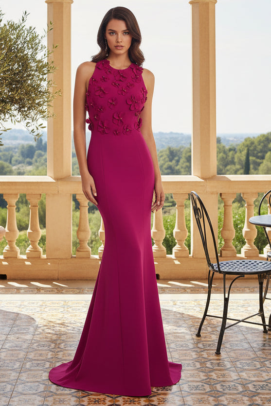 A-Line Floral Applique Wedding Guest Gown